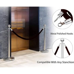 Комплект два сребристи ограничителни пилона с черно въже Комплект два сребристи ограничителни пилона с черно въже