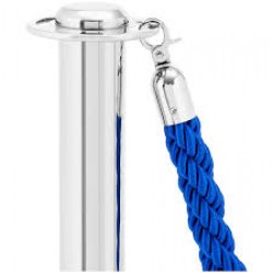 Комплект два сребристи ограничителни пилона със синьо усукано въже