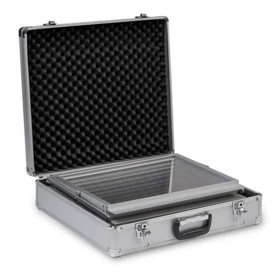 Стойка за брошури с размер А3 - модел Монтана със сив куфар