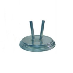 Метална сребриста интериорна стойка за две знамена за зала Метална сребриста интериорна стойка за две знамена за зала